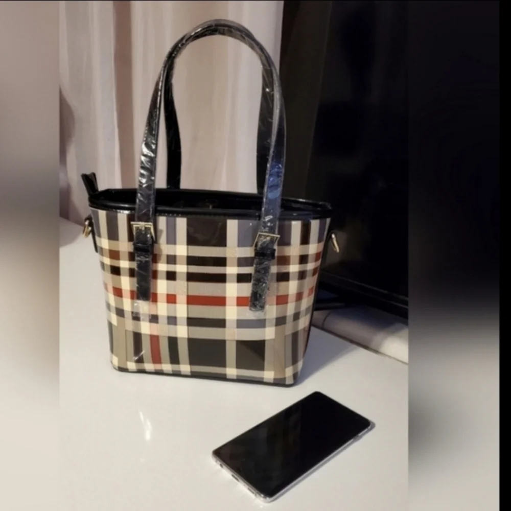 Stylish Plaid Mini Tote Bag